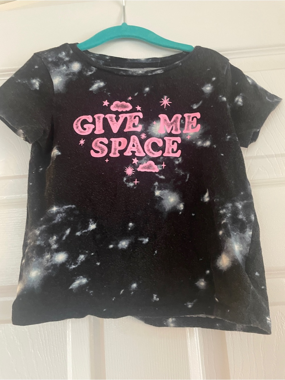 Give Me Space Graphic Tee - Black with Pink Print - Kids- 4T/5T